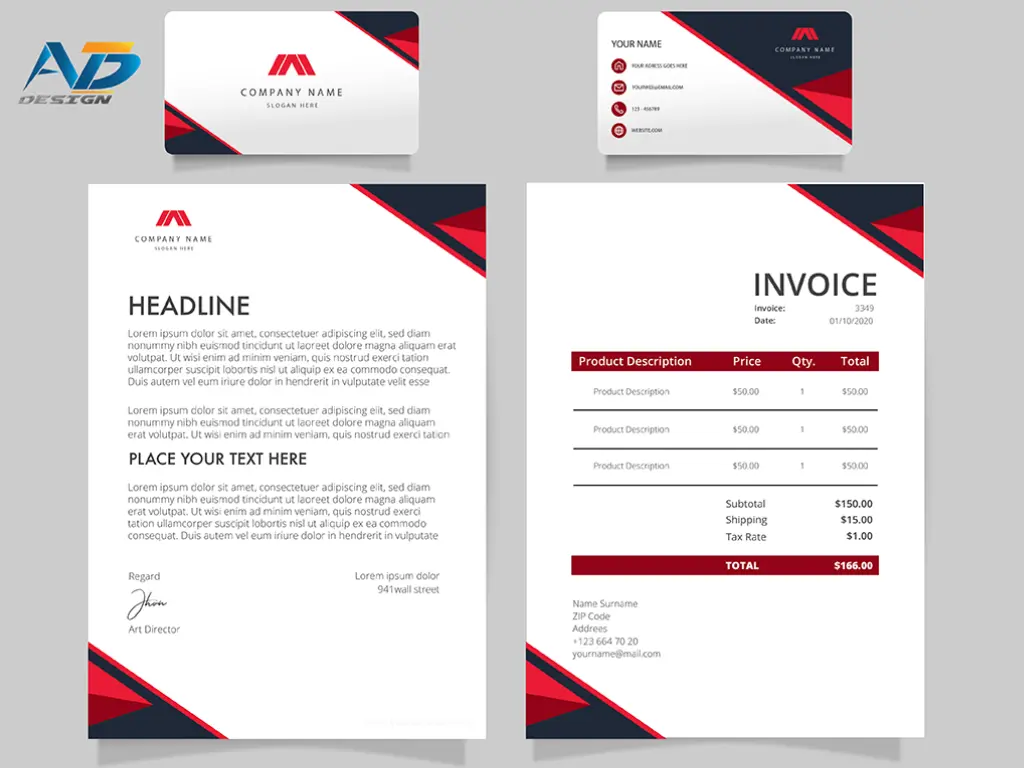 Business Card Letterhead and Envelope Design